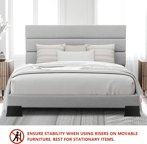 Vista 3 de Paquete de 4 elevadores de cama de 2 pulgadas, elevadores de muebles de gran tamaño resistentes, elevadores de cama extra anchos para mesa, sofá