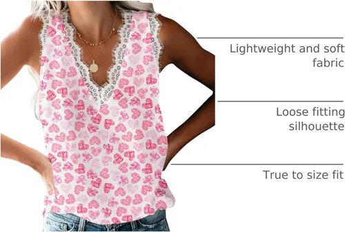 Vista 149 de VIISHOW - Camiseta sin mangas, sexy, con cuello en V y bordes de encaje para mujer, camisola de vestir, camisas de gasa, sin mangas, casuales