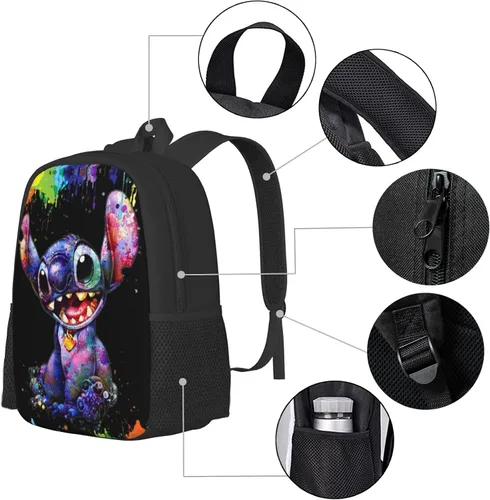 Vista 4 de Kunwioz Mochila de dibujos animados de 17 pulgadas, casual, ligera, multifuncional, mochila deportiva de viaje, color1, Mochilas Daypack
