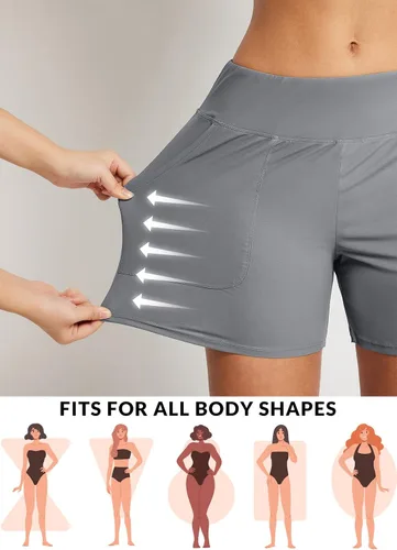 Vista 2 de BALEAF Traje de baño de cintura alta de 35 pulgadas para mujer, de secado rápido, con bolsillos