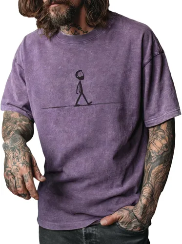 Vista 27 de domirica Camisetas gráficas para hombre, 100 % algodón lavado, manga corta, cuello redondo, Y2K, tallas grandes y altas, camisetas de verano 2026