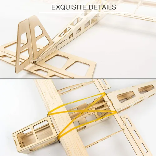 Vista 5 de mewmewcat Rc Avión, Dancing Hobby R03 STICK-06 Avión 22.835 in Pan Balsa Madera Aviones DIY Juguete Volador para Adultos al Aire Libre Kit Versión