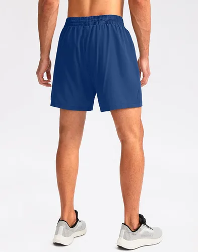 Vista 3 de Pudolla Pantalones cortos de correr para hombre, 5 pulgadas, ligeros, para gimnasio, entrenamiento, atlético, casual, con bolsillos con cremallera