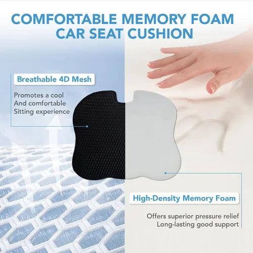 Vista 5 de Lofty Aim Cojín de asiento de coche, cómodos cojines de espuma viscoelástica para conducir (negro)