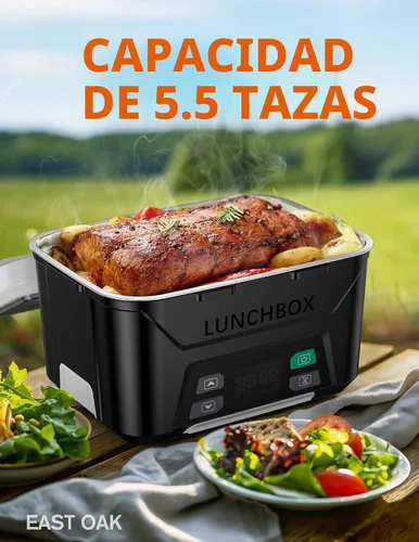 Vista 4 de EAST OAK Fiambrera eléctrica inalámbrica para adultos, lonchera calentada a pilas con calefacción automática, calentador de alimentos portátil