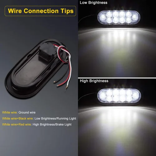Vista 6 de LIMICAR 4 luces traseras ovaladas rojas y 2 blancas, kit de luces planas de 6 pulgadas, luces traseras LED para camiones, luces traseras de remolque