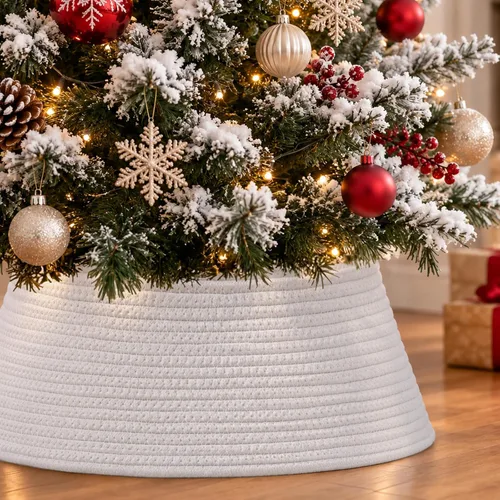 Vista 10 de Collar de árbol de Navidad, falda grande para árboles artificiales de 6 a 9 Negro