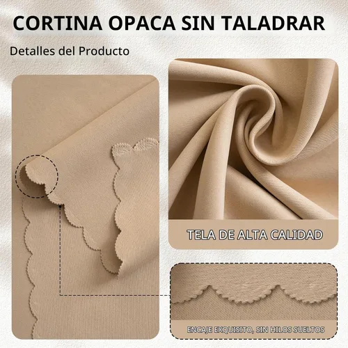 Vista 7 de Jilron Cortinas opacas autoadhesivas, cubierta adhesiva para ventana, sin taladro, fácil de instalar, aptas para inquilinos para dormitorio Beige