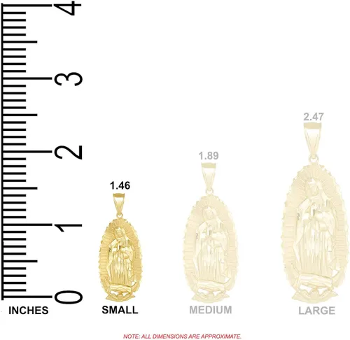 Vista 2 de Collar con colgante de medalla milagrosa de oro de 10 quilates con la bendición de Nuestra Señora de Guadalupe, 1.4in