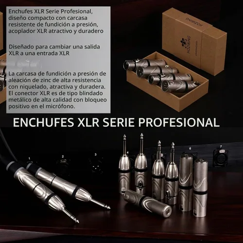 Vista 5 de Adaptador de audio de micrófono XLR a 1/4 de 0.250 in, divisor TRS a XLR hembra, conector estéreo de 0.250 in a convertidor de guitarra de 3 pines