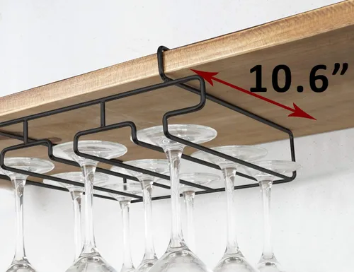 Vista 4 de Soporte para copas de vino – Estante para copas debajo del gabinete – Estante de almacenamiento para percha, apto para armario de 0.8 pulgadas