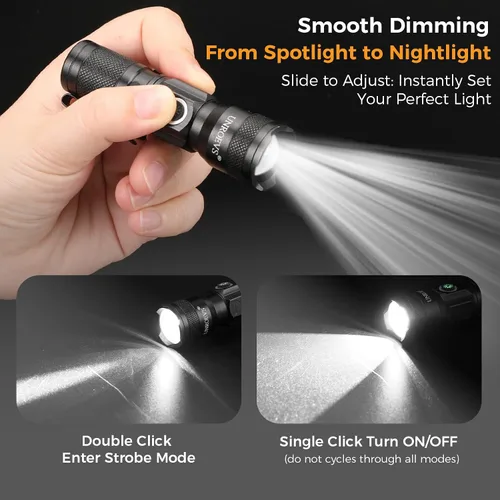 Vista 5 de UNROEVS Mini linterna recargable con imán, linternas de bolsillo de alto lúmenes con clip, luz LED compacta de 1200 lúmenes, pequeña luz y largo