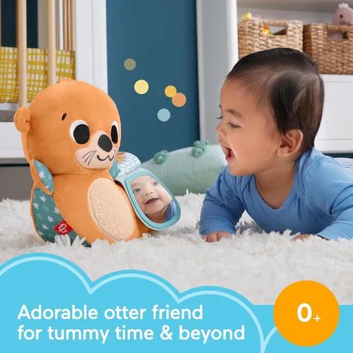 Vista 2 de FISHER-PRICE BABY Juguete 2 en 1 Rockin' Tummy Time Otter Actividad sensorial de felpa con libro suave para juegos recién nacidos a partir de 0 meses