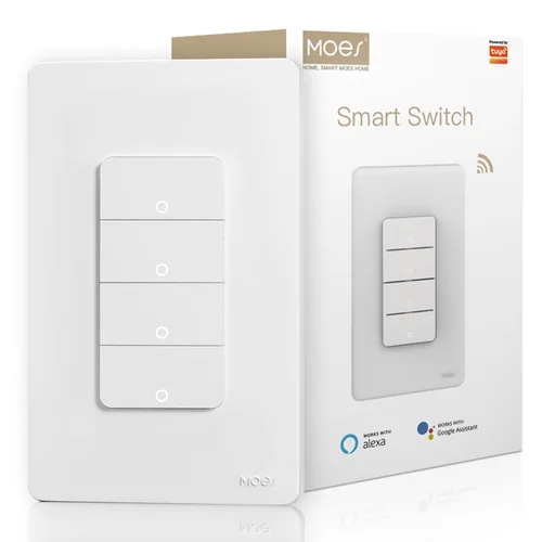 Vista 18 de MOES Interruptores de luz inteligente Wi-Fi de 2ª generación, requiere cable netural, interruptor inteligente de un solo polo, compatible con Alexa
