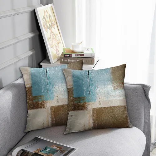 Vista 5 de Britimes Fundas de almohada modernas para decoración del hogar, 16 x 16 pulgadas, juego de 2 fundas de almohada decorativas, fundas de almohada