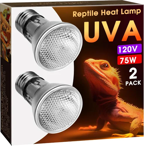 Vista 9 de Briignite - Bombilla de calor para reptiles, 50 W, UVA UVB, bombillas regulables para reptiles Bombilla cálida 50w