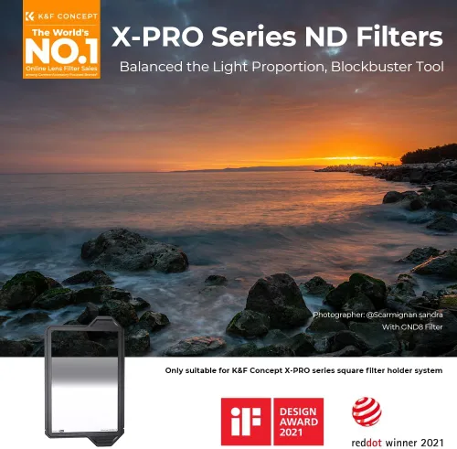 Vista 2 de K&F Concept Filtro de lente ND GND8 (3 paradas) de 3.937 x 5.906 in, revestimiento de 36 capas, filtro de densidad neutra graduado duro para lente