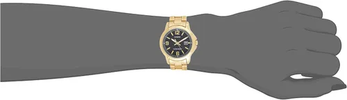 Vista 4 de Casio LTP-V004G-1B - Reloj de pulsera para mujer, color dorado y acero inoxidable, esfera negra