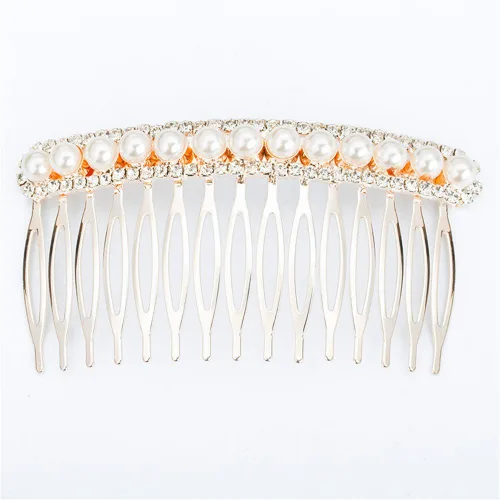 Vista 4 de Los accesorios de pelo nupcial de moda más populares Rhinestone perla aleación peine de pelo de la boda horquilla nupcial cristal horquillas