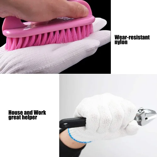 Vista 4 de Guantes de trabajo de protección de agarre seguro para hombres y mujeres, guantes de trabajo para barbacoa de algodón grueso (paquete de 6 pares)