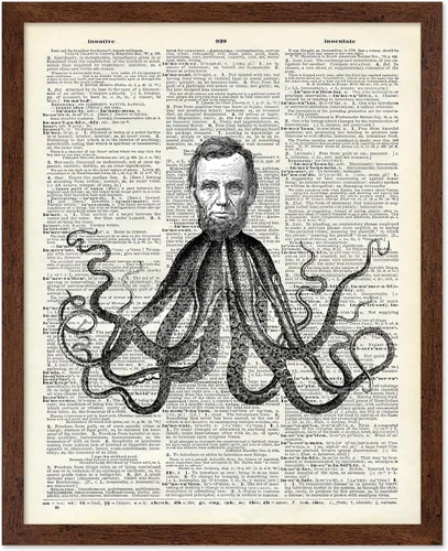 Vista 9 de Poster Master Póster de pulpo para parejas, póster de diccionario, arte Kraken, regalo romántico para él, ella, amantes, decoración náutica