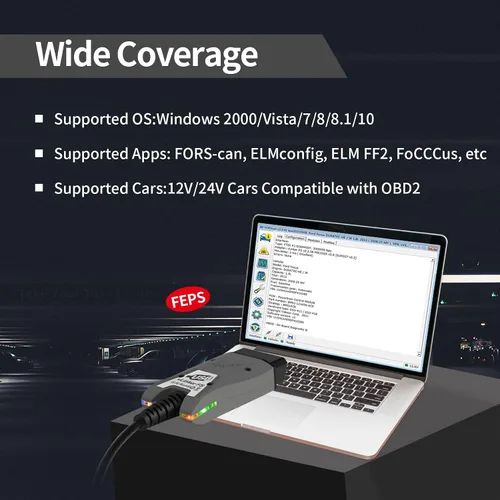Vista 5 de VGATE vLinker FS USB FORScan OBD2 Adaptador para interruptor automático HS/MS-CAN, cable OBD2 USB FORScan adaptador lectores de código