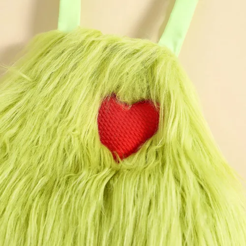 Vista 4 de Cevoerf Infant Baby Girls Boys Christmas Outfits Stole Christmas Romper Green Furry Pants Xmas Clothes Costume