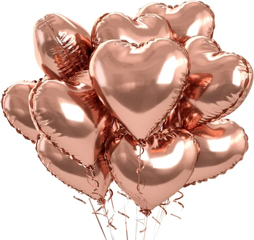 Vista 24 de Globos de corazón azul bebé, 10 piezas de globos en forma de corazón azul claro y blanco pastel, globos de papel de aluminio blanco arena crema