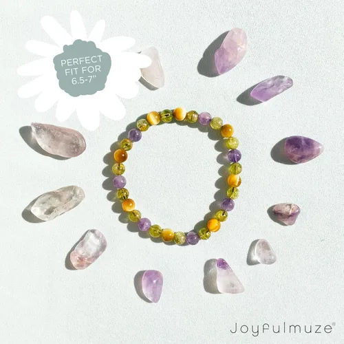 Vista 40 de Pulseras elásticas, piedras preciosas naturales, amatista, citrino, cuarzo rosa, cuarzo de cristal transparente, ojos de peridoto y teger, regalo