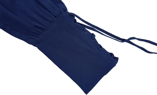 Vista 5 de Pantalones de tobillo medievales para niños y niños, disfraz de pirata vikinga, con cordones y bandas cónicas, pantalones góticos
