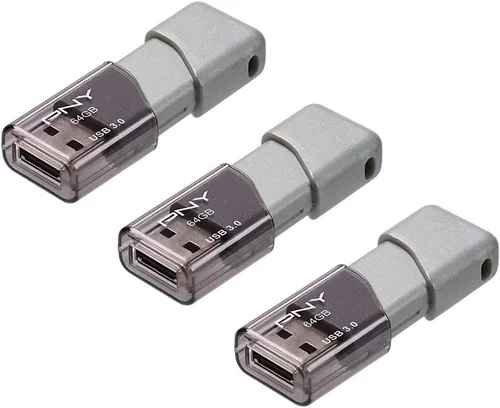 Vista 2 de PNY Unidad flash USB 3.0 Turbo Attaché 3 de 64 GB, color gris (paquete de 3)