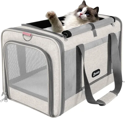 Vista 9 de GAPZER Transportador de gatos aprobado por American Airlines 18x11x11, apertura superior, resistente, suave, bolsa de transporte para mascotas