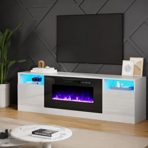 Vista 14 de AMERLIFE - Soporte de TV con chimenea eléctrica de 36 pulgadas de 70 pulgadas Negro
