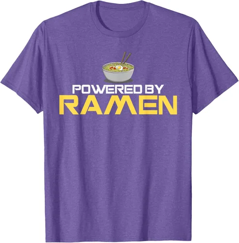 Vista 6 de Camiseta de fideos de anime japoneses Powered By Ramen, Negro, S