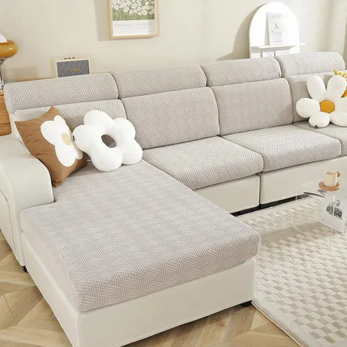Vista 2 de vctops Fundas elásticas para sofá mágico y seccional, resistentes al desgaste, antideslizantes, en forma de L, protector de muebles, 1 pieza