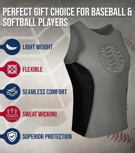 Vista 6 de Exxact Sports Protector de pecho de béisbol juvenil – Camiseta deportiva sin mangas acolchada de compresión, protector de pecho de sóftbol (jóvenes)