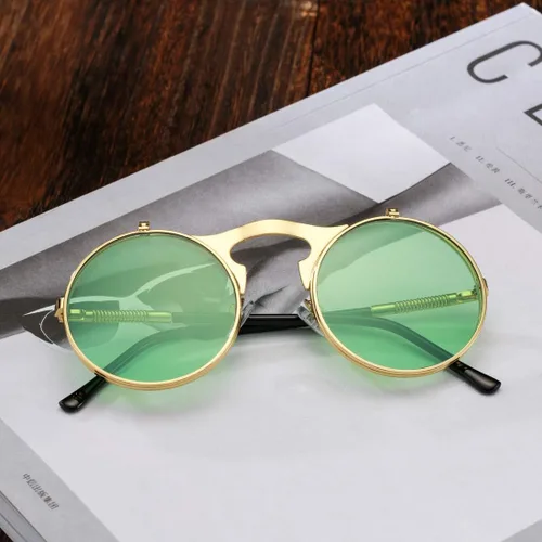 Vista 4 de COASION Gafas de sol redondas vintage para hombres y mujeres, jóvenes, círculo, steampunk, disfraz