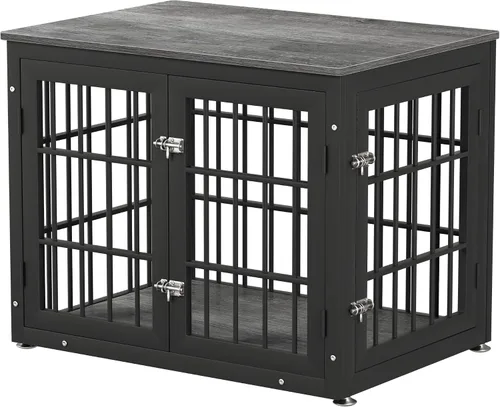 Vista 35 de rehomerance Mueble de jaula de perro resistente de 26 pulgadas para perros pequeños, mesa auxiliar decorativa para casa de mascotas, muebles de Negro
