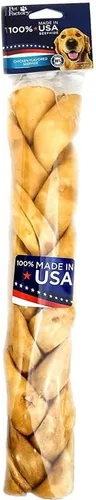 Vista 5 de Pet Factory 100% fabricado en Estados Unidos, piel de res trenzada de 12 pulgadas, sabor natural, 1 unidad/1 paquete