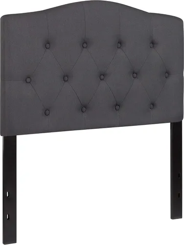 Vista 3 de BizChair Cabecero tapizado capitoné tamaño individual en tela gris oscuro