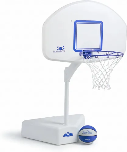 Vista 13 de Dunn-Rite Splash & Shoot, aro de baloncesto ajustable para piscina al aire libre con altura variable, pelota, base y borde de acero inoxidable de 18