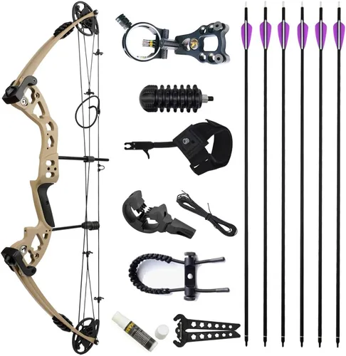 Vista 8 de Arco compuesto de tiro con arco, peso ajustable de 30 a 55 libras, longitud de tiro de 24 a 29.5 pulgadas, kit de arco de caza IBO 310 FPS