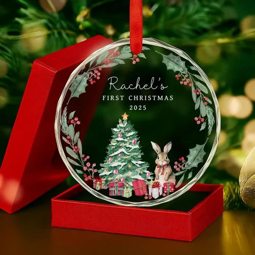 Vista 14 de Adorno de cristal personalizado para anuncio de bebé, adorno de Feliz Navidad, abuela y abuelo te veo en 2024, regalo de abuelos promocionados
