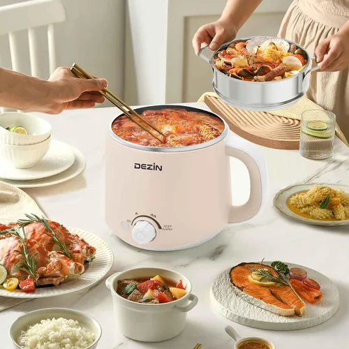 Vista 9 de Dezin Olla caliente eléctrica de 2L y cocina rápida de fideos de 1.6L