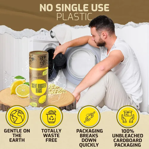 Vista 5 de Potenciadores de aroma para lavadora, aroma de limón silvestre y hojas de detergente para ropa sin perfume, 100 cargas