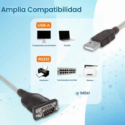 Vista 3 de Manhattan Convertidor adaptador serie USB a RS232 – Cable largo de 18 pulgadas, 24 AWG, conecta el dispositivo serie a un puerto USB, chipset FTDI