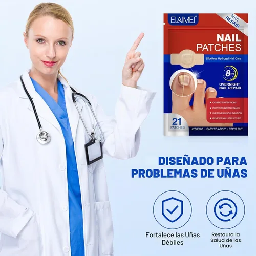 Vista 8 de Parches de uñas: 21 parches de reparación extra fuertes para uñas de los pies y uñas dañadas, cuidado de uñas durante la noche de 8 horas