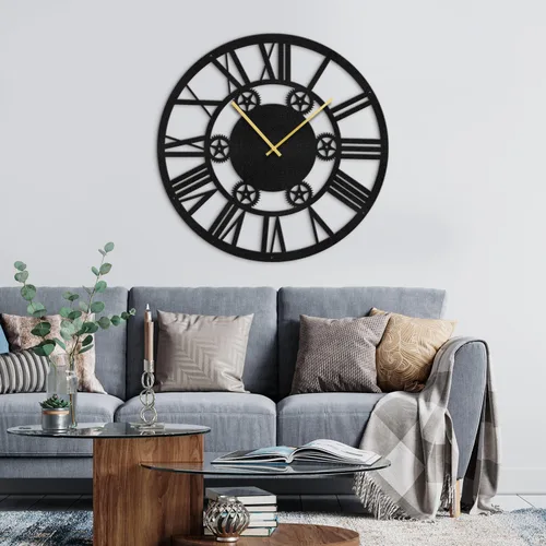 Vista 24 de Reloj de pared de metal, arte de pared silencioso, funciona con pilas, números grandes, escultura de pared, colgantes, decoración del hogar