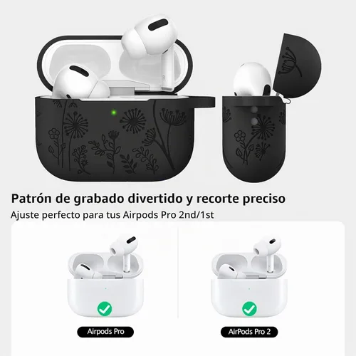 Vista 7 de Lerobo - Funda para AirPods Pro 2, funda de silicona suave con llavero para mujer