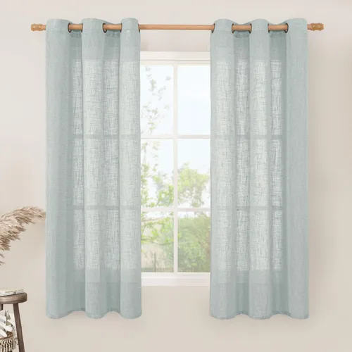 Vista 94 de LAMIT Cortinas de lino marrón caramelo para sala de estar, 84 pulgadas, de lino sintético, texturizado, filtrante de luz, paneles de privacidad
